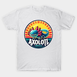 cute Axolotl Mexico at Retro Vintage Sunshine T-Shirt